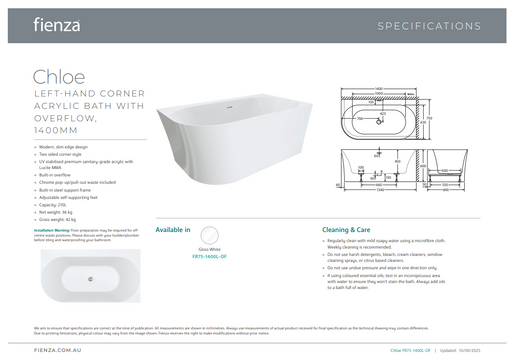 Product Specification Information