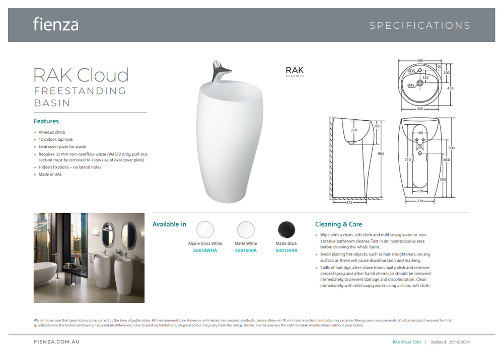 Product Specification Information