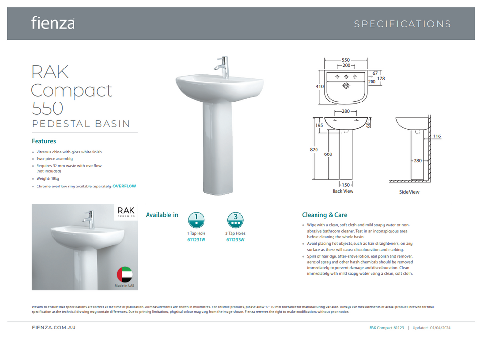 Product Specification Information