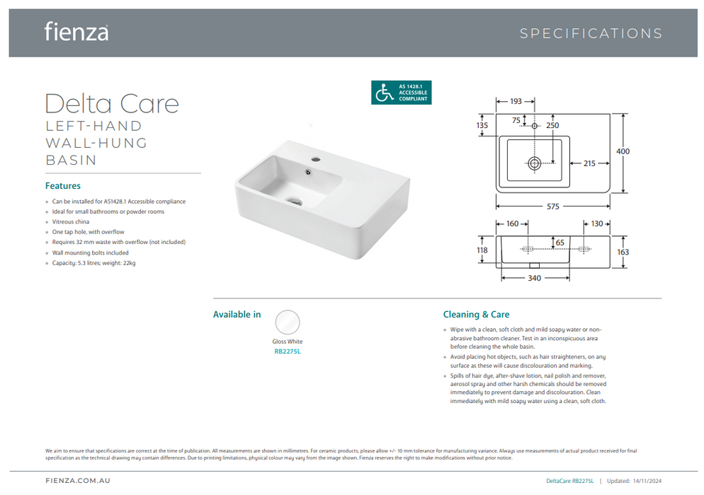 Product Specification information