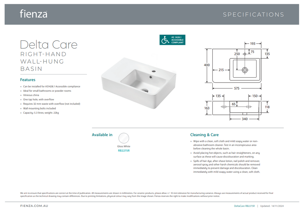 Product Specification information