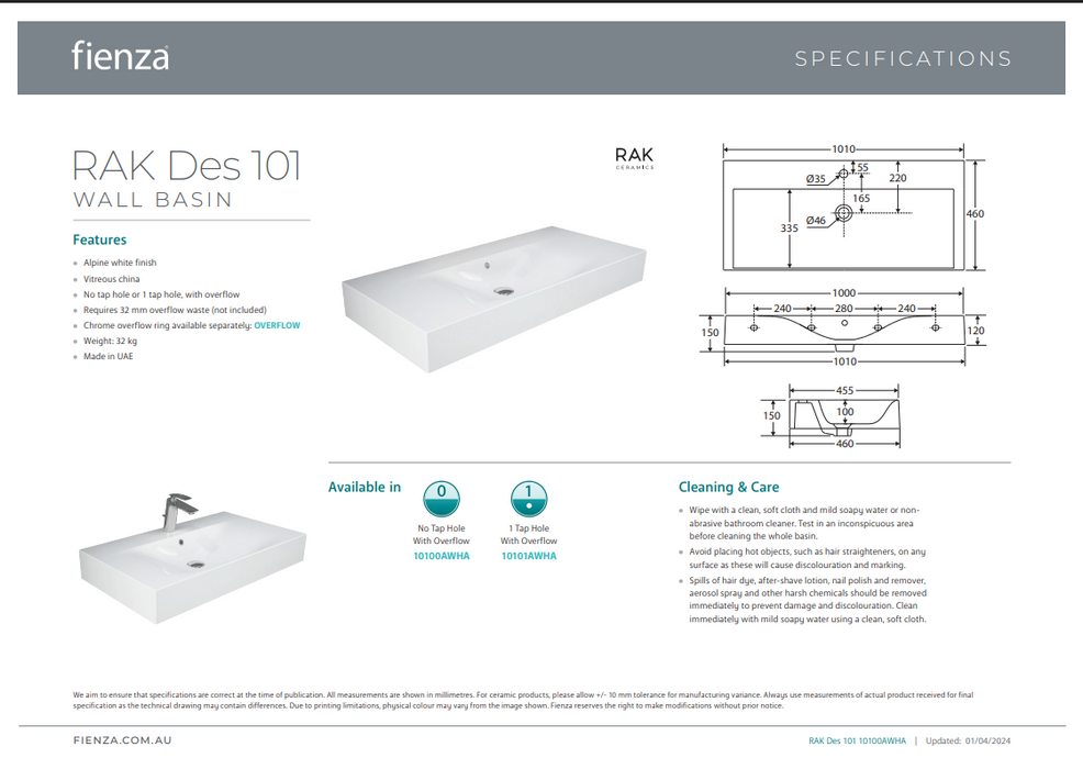 Product Specification Information
