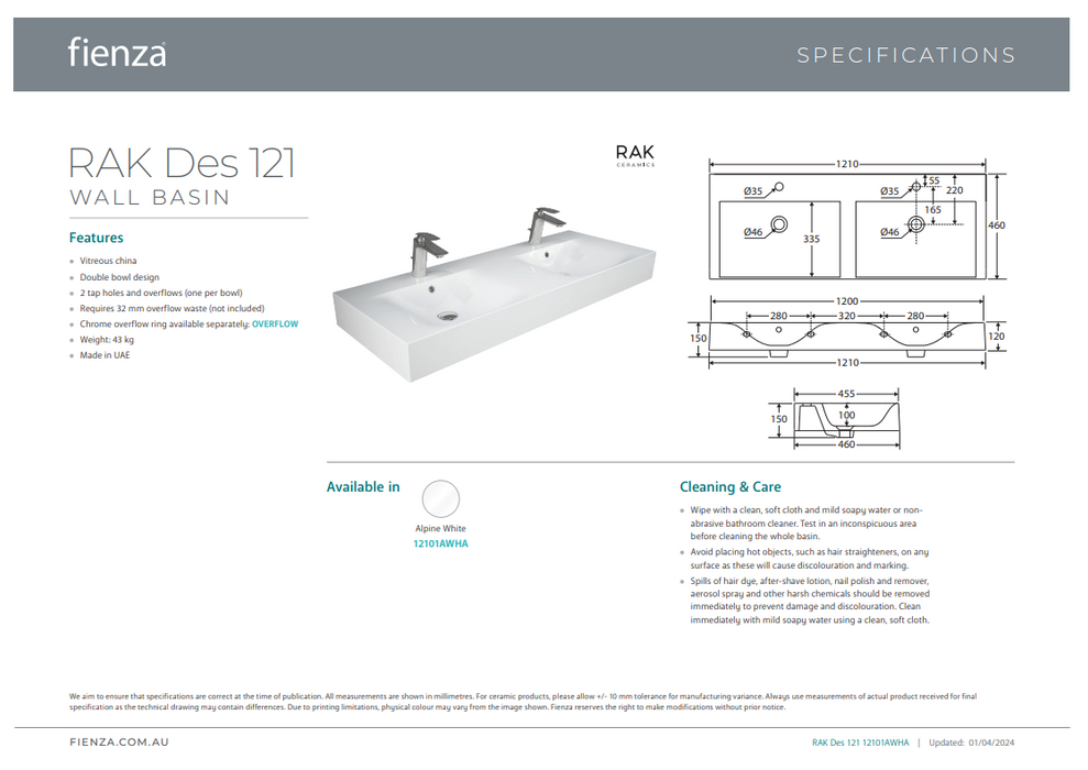 Product Specification Information