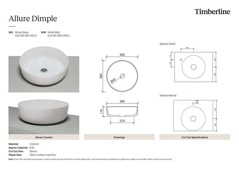 Product Specification Information