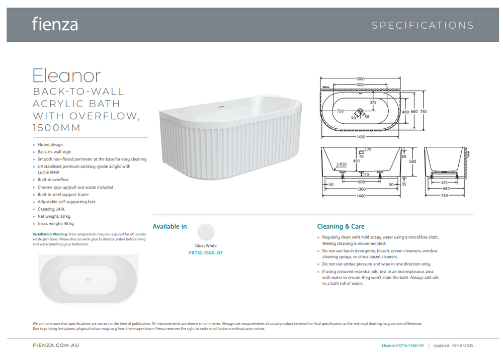 Product Specification Information