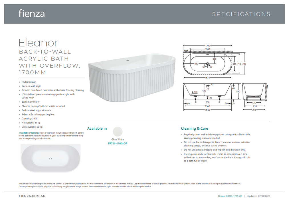 Product Specification Information