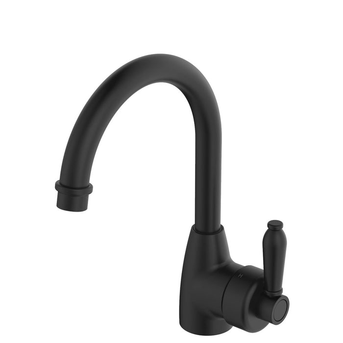 Fienza Eleanor Gooseneck Lead-Free Brass Basin Mixer (Matte Black)