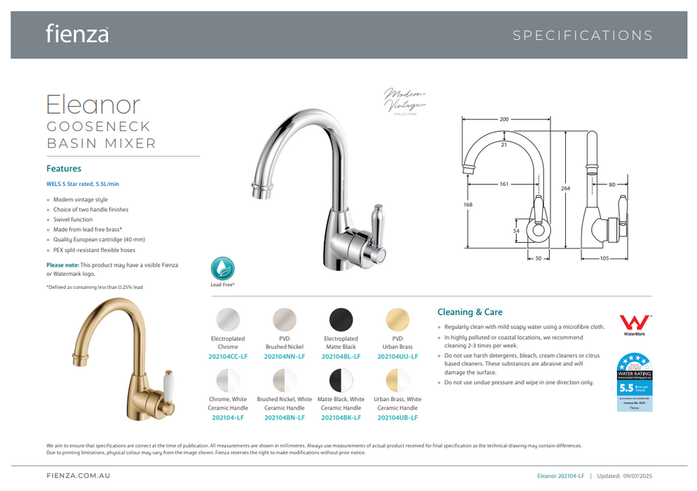 Product Specification Information
