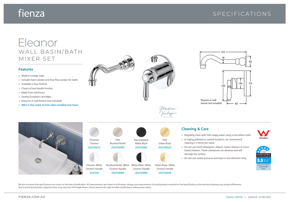 Product Specification Information