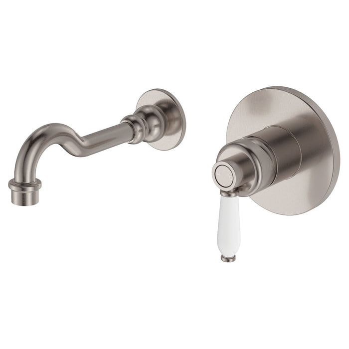 Fienza Eleanor Wall Basin/Bath Mixer Set (Brushed Nickel - Ceramic)