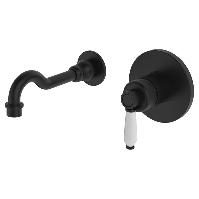 Fienza Eleanor Wall Basin/Bath Mixer Set (Matte Black - Ceramic)