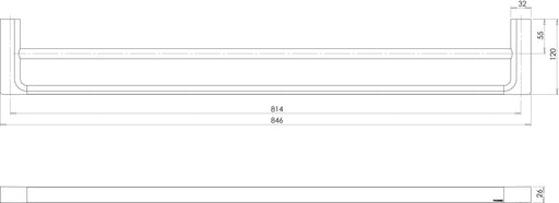 Gloss Double Towel Rail 800mm (Line Drawing)