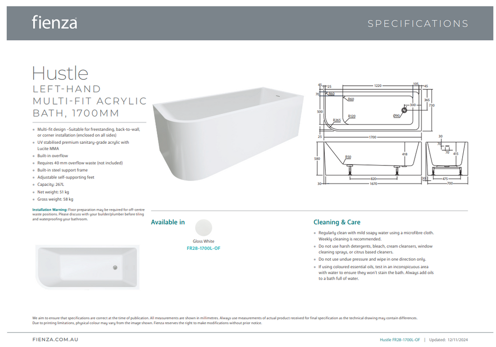 Product Specification Information