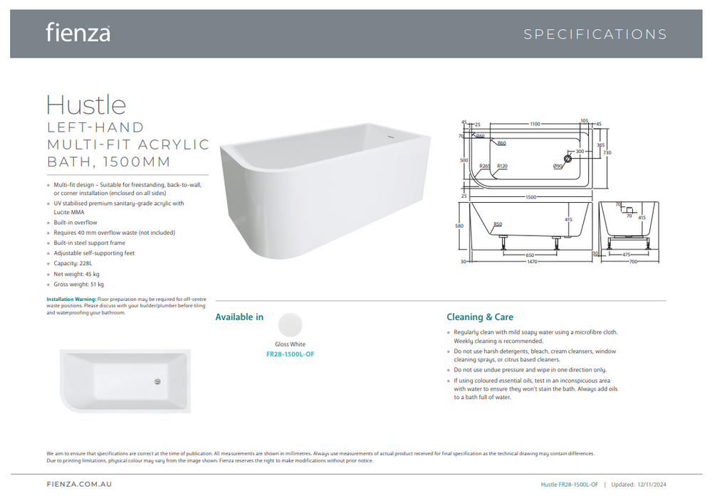 Product Specification Information
