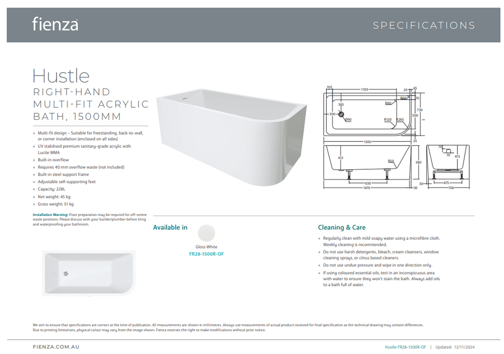 Product Specification Information