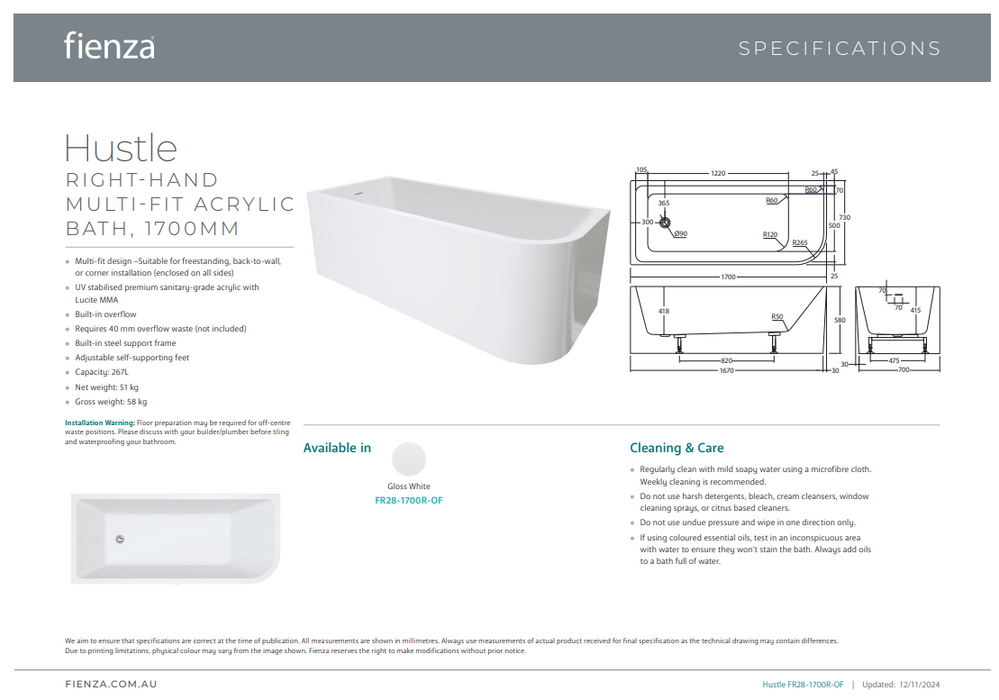 Product Specification Information