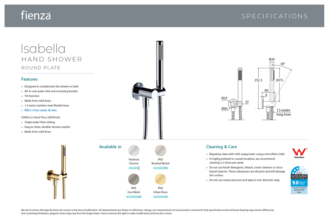 Product Specification Information