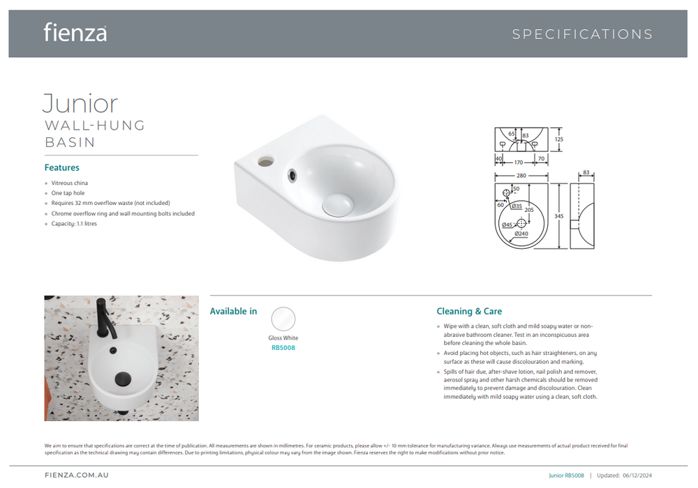 Product Specification Information