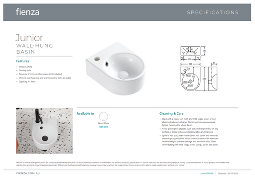Product Specification Information