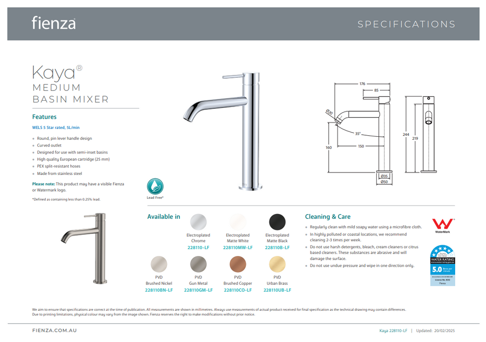 Product Specification Information
