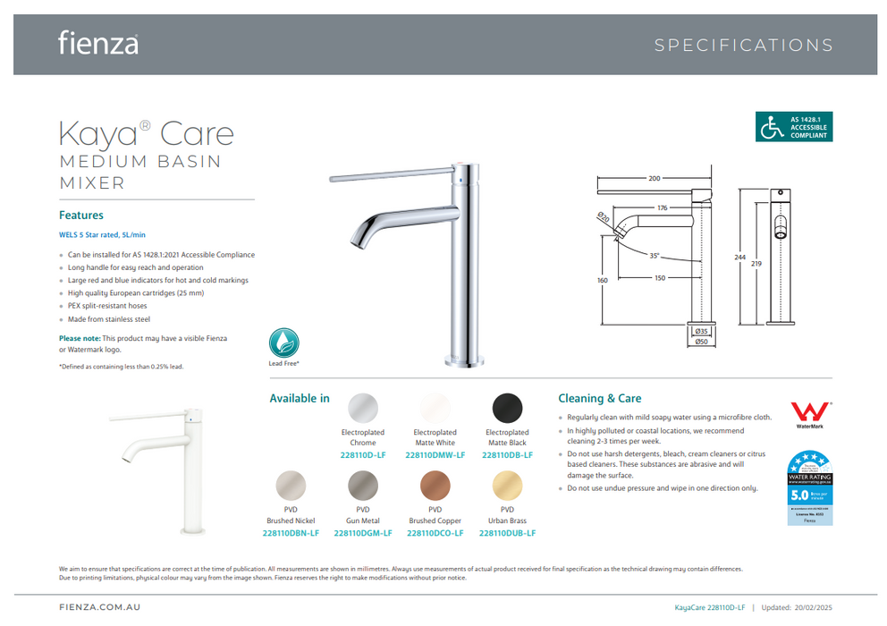 Product Specification Information