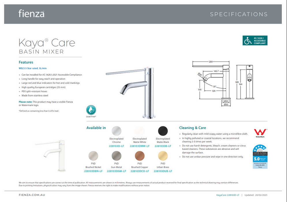 Product Specification Information
