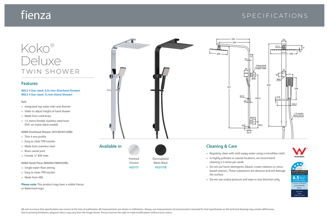 Product Specification Information