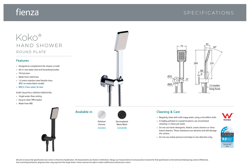 Product Specification Information