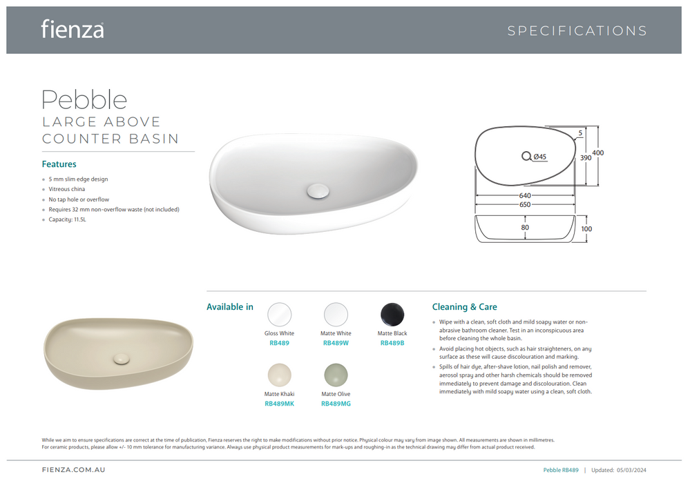 Product Specification Information