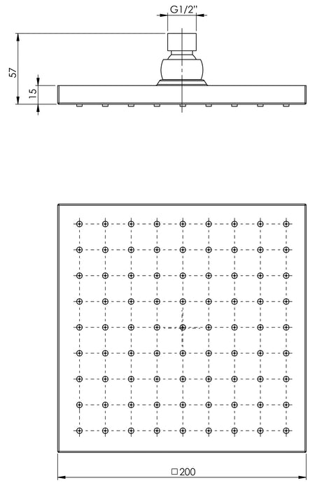Lexi Shower Rose Only 200mm (Square) (Chrome)