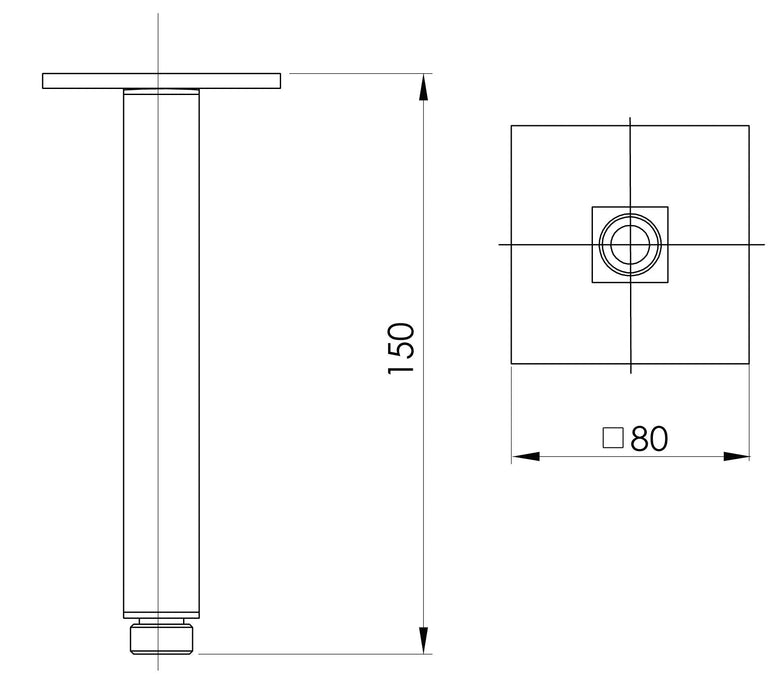 Lexi Ceiling Arm Only 150mm (Square) (Chrome)