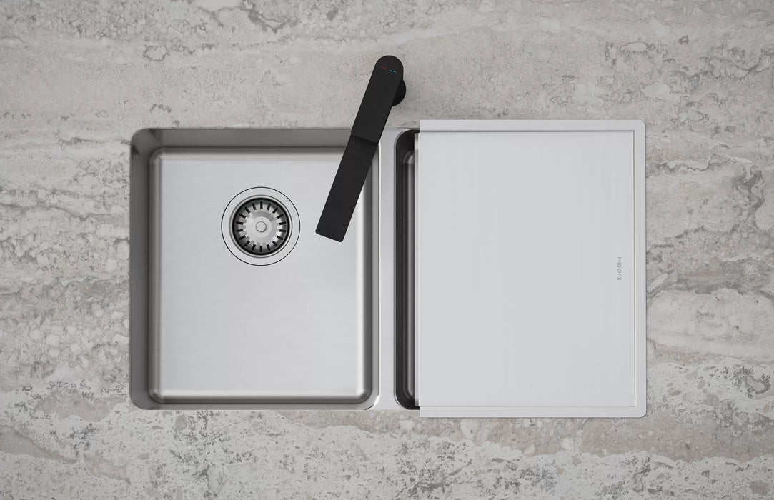 Phoenix Drainer Tray placed in a 2000 series double sink