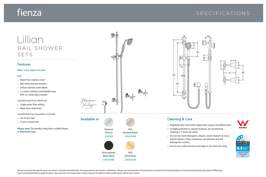 Product Specification Information