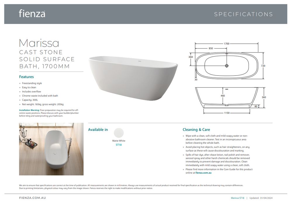 Product Specification Information