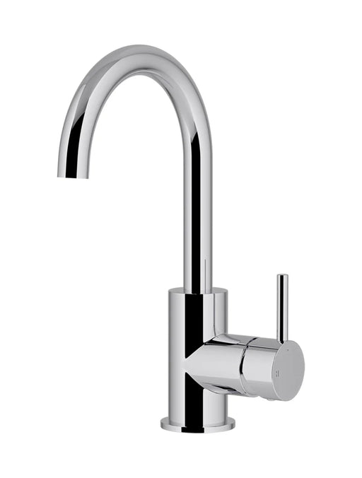 Round Gooseneck Basin Mixer with Cold Start (Polished Chrome)
