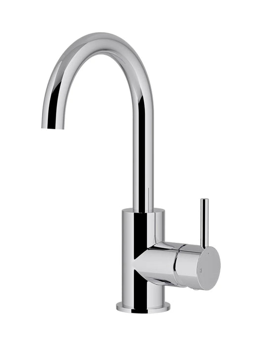Round Gooseneck Basin Mixer with Cold Start (Polished Chrome)