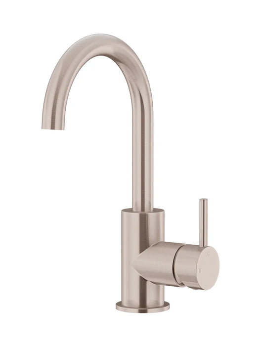 Round Gooseneck Basin Mixer with Cold Start (Champagne)