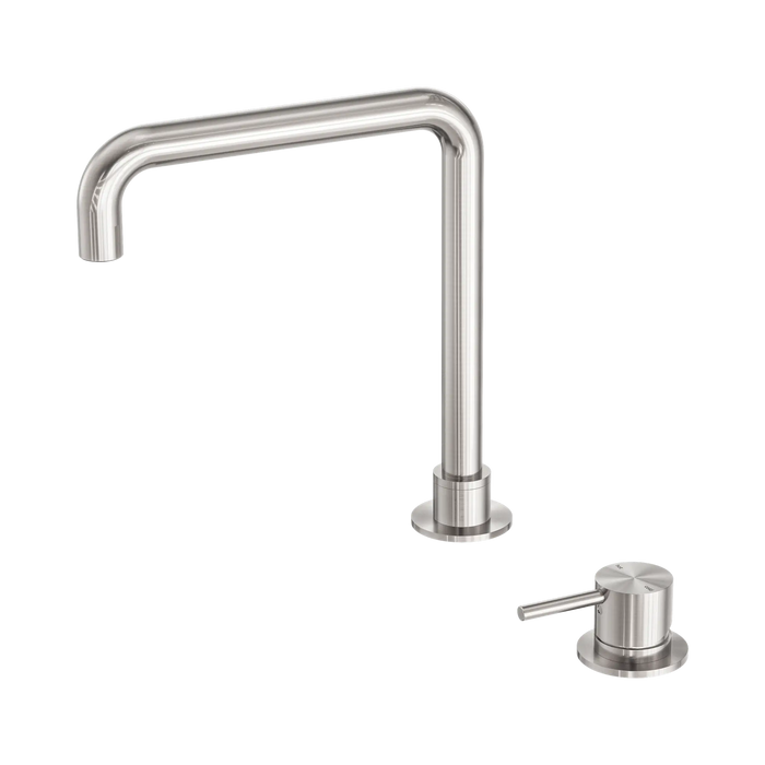 Mecca Hob Basin Mixer Square Swivel Spout (Brushed Nickel)