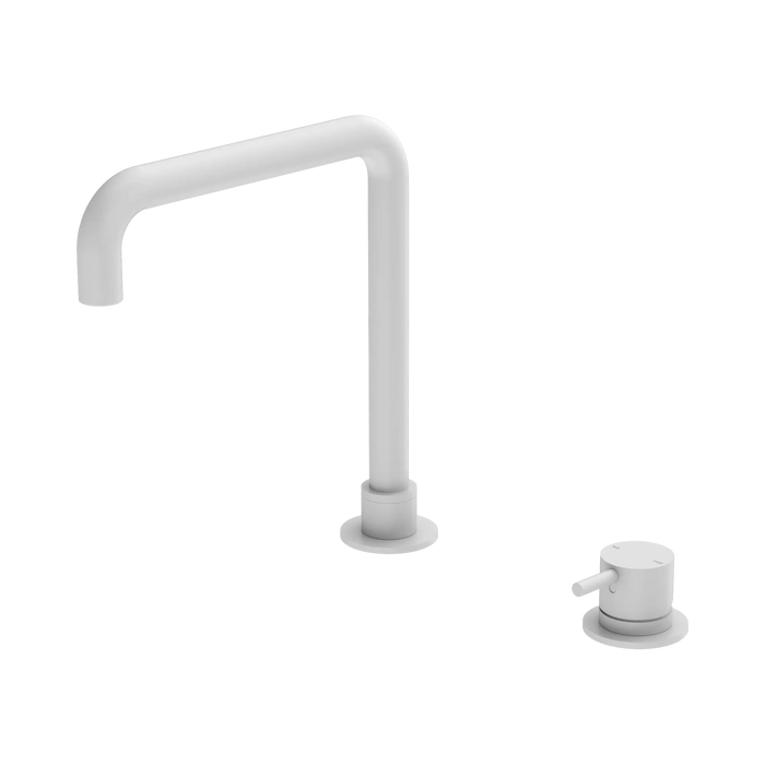 Mecca Hob Basin Mixer Square Swivel Spout (Matte White)