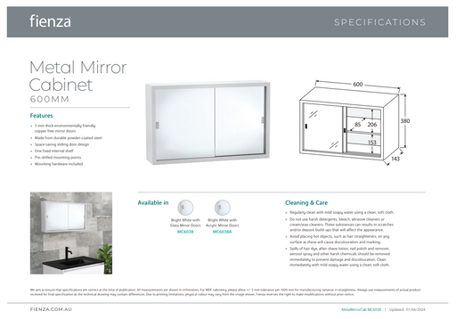 Product Specification Information
