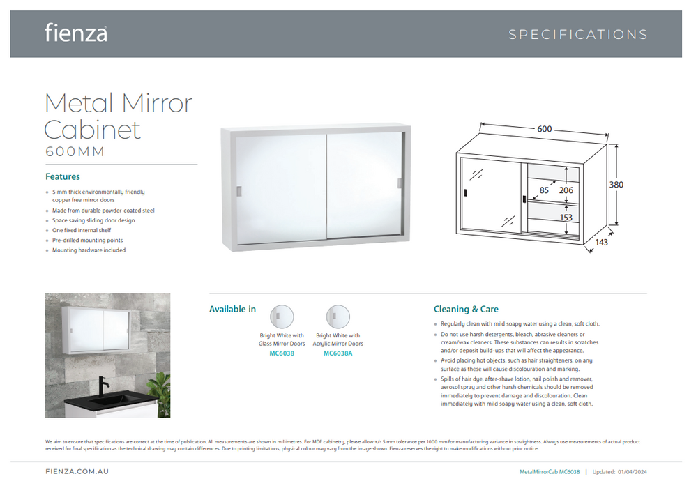 Product Specification Information