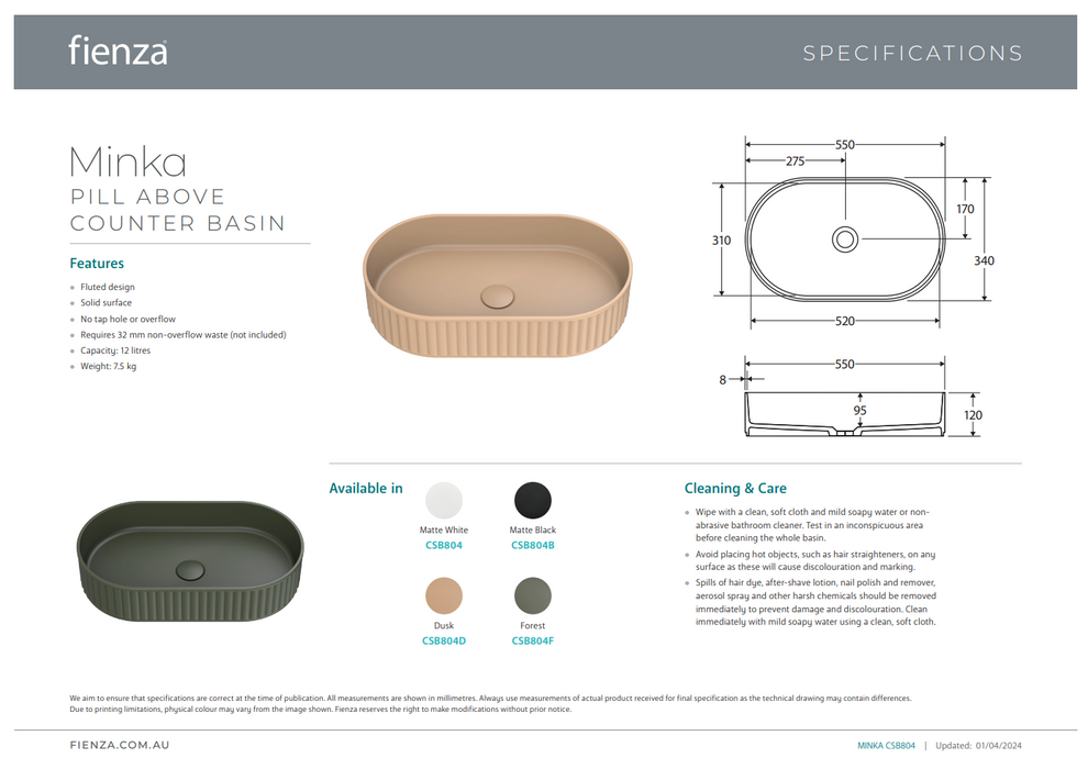 Product Specification Information