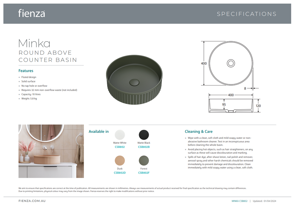 Product Specification Information