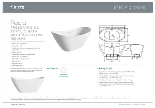 Product Specification Information