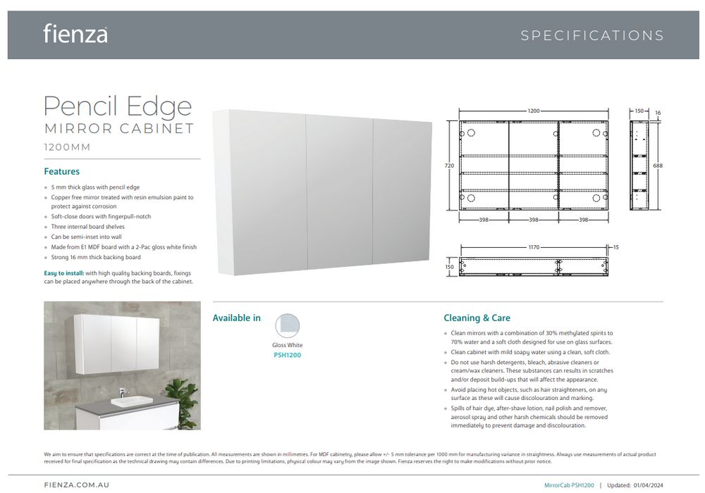 Product Specification Information