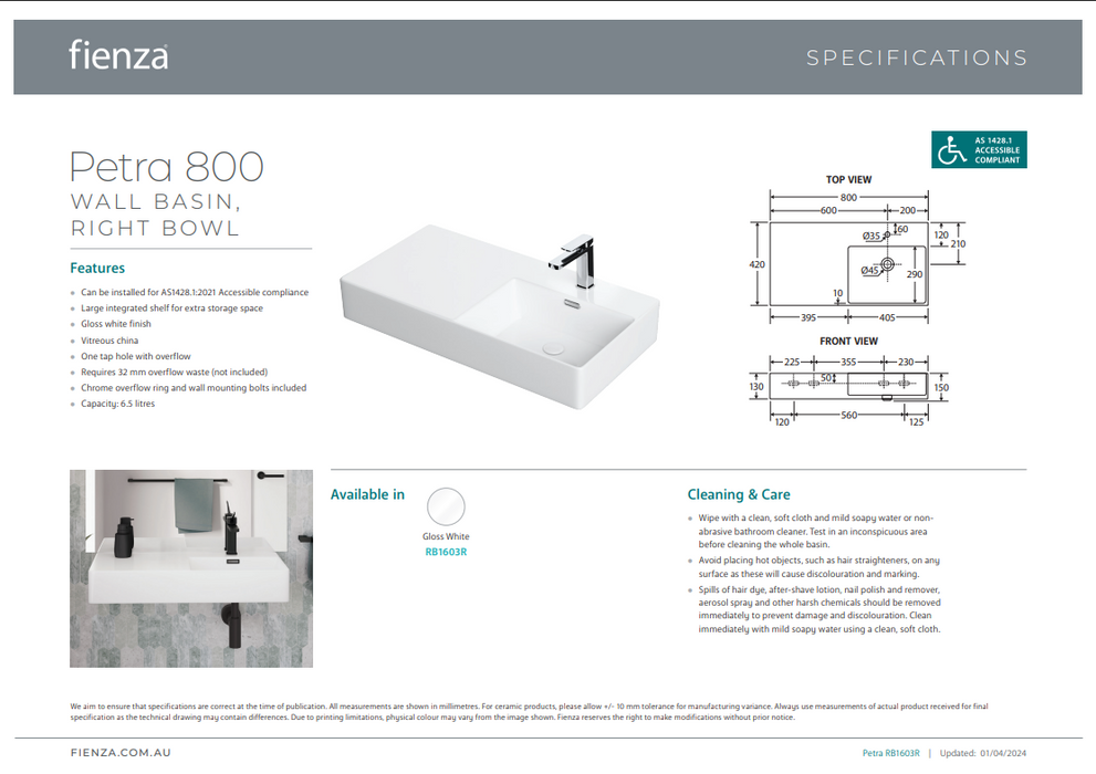 Product Specification Information Right