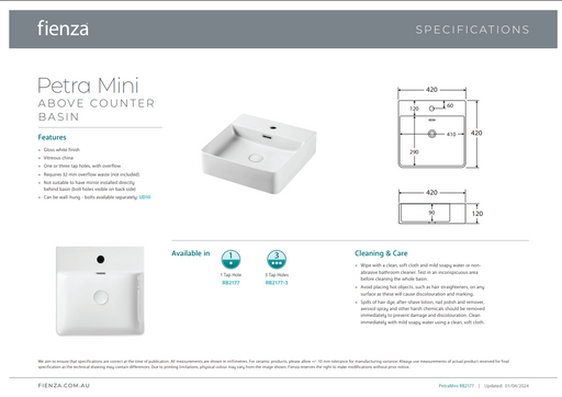 Product Specification Information