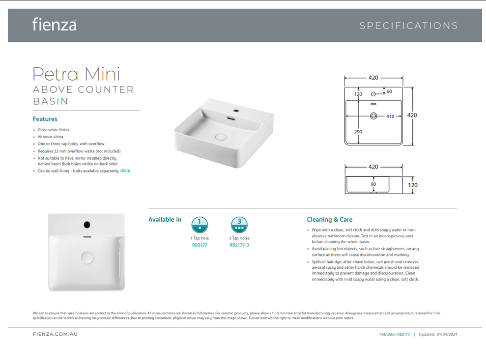 Product Specification Information