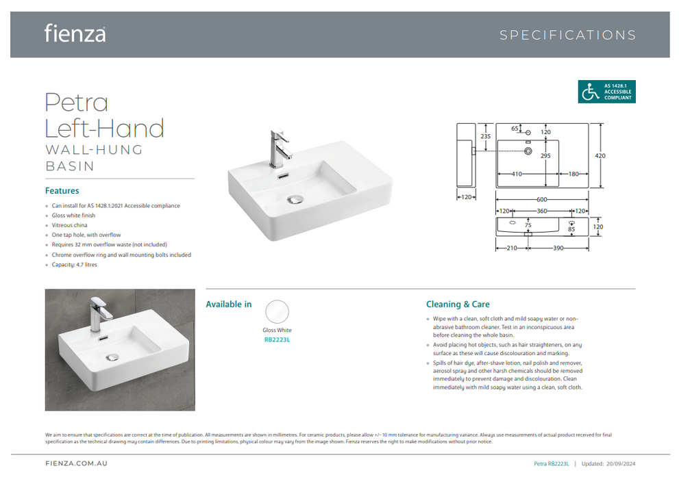 Product Specification Information Left