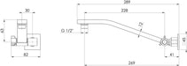 Lexi Universal Shower Arm (Chrome) (Line Drawing)